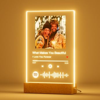 iDIY Spotify Glass Personalized with Photo LED - Song Cover Glass Picture with Photo Made of Acrylic Photo Gifts for Women Men for Anniversary Birthday Valentine's Day