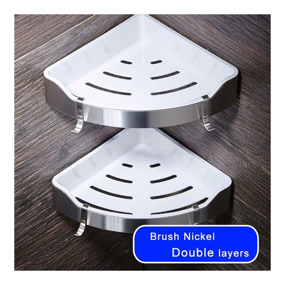 Estantes de baño exquisitos Caddy de ducha de acero inoxidable dorado y baño de plástico ABS, estante de carrito de ducha triangular de montaje en pared de níquel cepillado, accesorios de baño Estante
