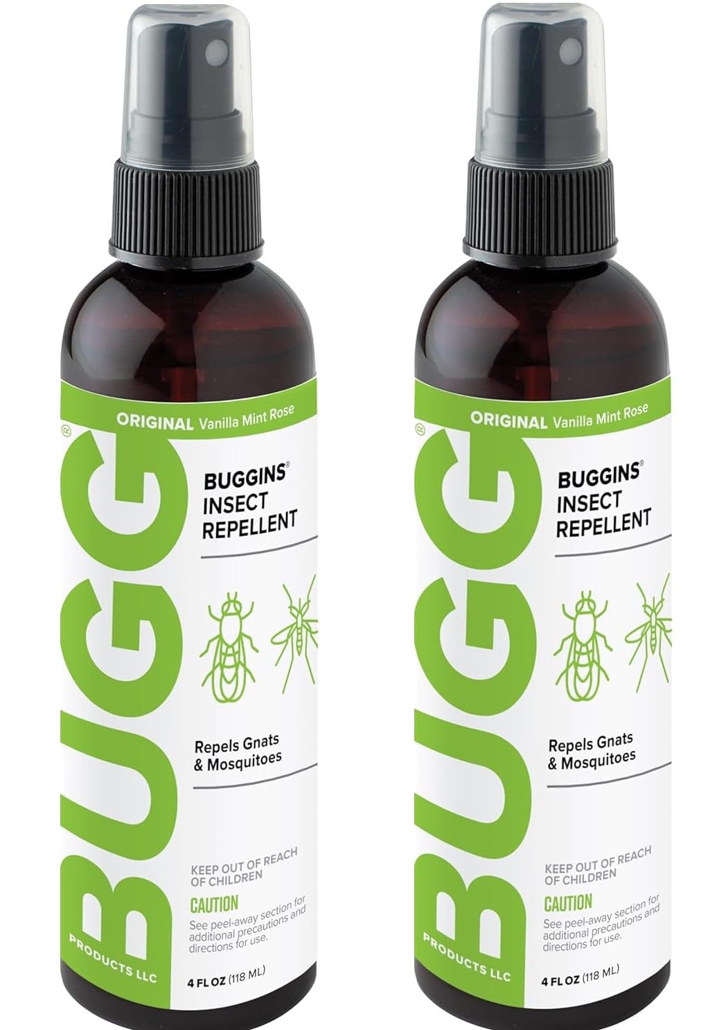 BUGGINS Original - Insect Repellent - Gnats & Mosquitoes, DEET Free, Non-Greasy - 4 oz Pump Spray Bottle - 2 Pack