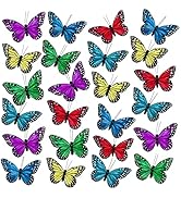 BANBERRY DESIGNS Butterfly Clip On Decorations - Set of 12 Vibrant Multi Colored Craft Butterflie...