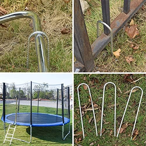 Ground Stakes Anchors, Tent Nails Pegs Steel Garden Staples Metal Heavy Duty Ground Rebar Stake Landscape Gardening Stake for Camping Tents Trampoline Fence (12 Inch,4 Pack)