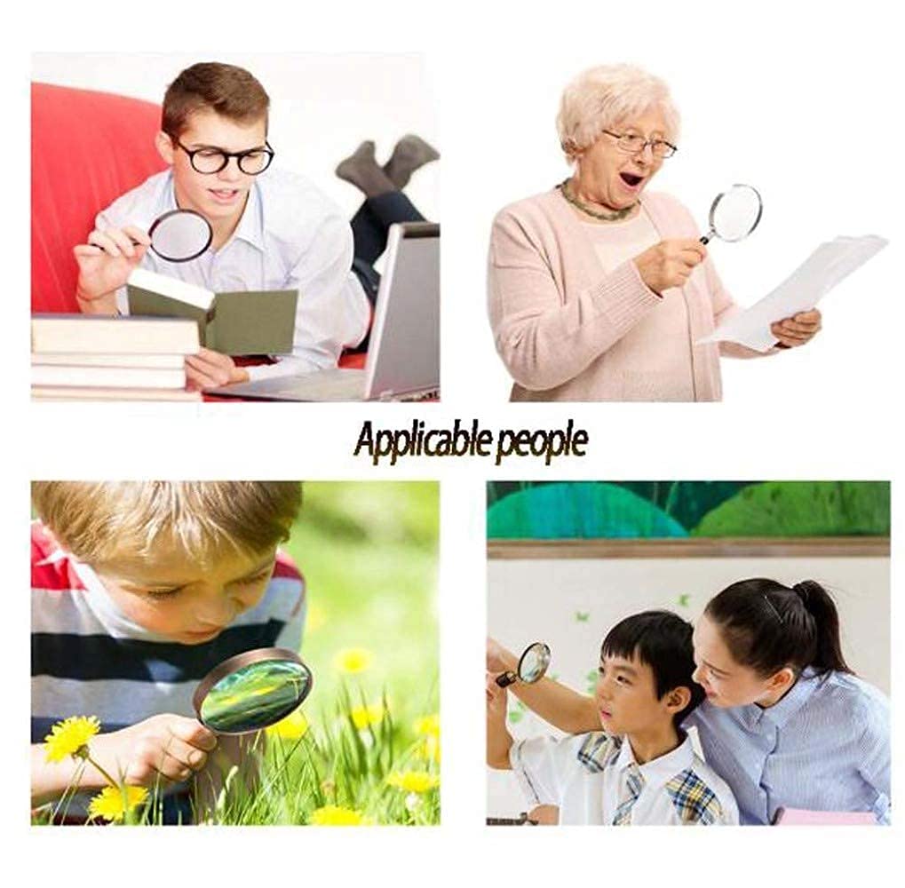 Lente di ingrandimento Lenti di ingrandimento, lente di ingrandimento portatile con luce a LED, lente di ingrandimento, lente di ingrandimento portatile a 4 lenti con luci per anziani Lettura, ho