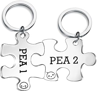 CHOORO Twins Keychain Set Two Peas in A Pod Pea 1 & Pea 2 Keychain Set Twins Jewelry Gift for Twin Sister/Brother Best Friend (pea1 & pea2 set)