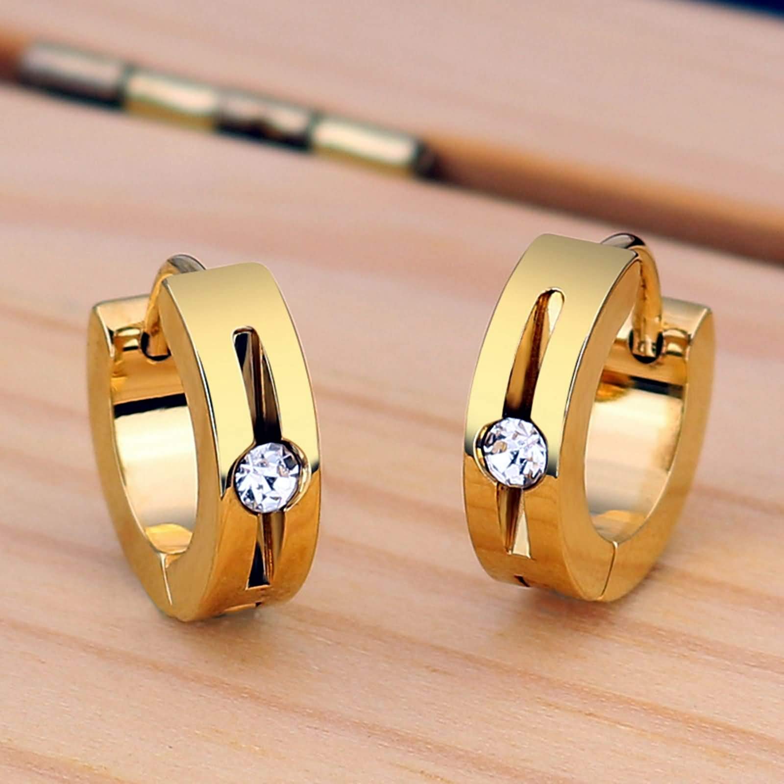 KnSam Pendientes de oro, plata, oro, pendientes para hombre, en forma de U, de acero inoxidable, unisex, plata, oro, oro rosa, negro