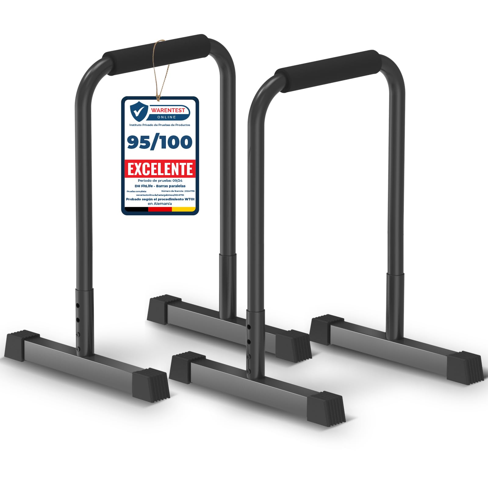 DH FitLife Barras Paralelas | Dip Bars & Dip Stand Station Ajustable 80-90 cm | Paralletes para Calistenia & Entrenamiento de Fuerza | Estable & Seguro | Equipo de Fitness para Interior & Exterior