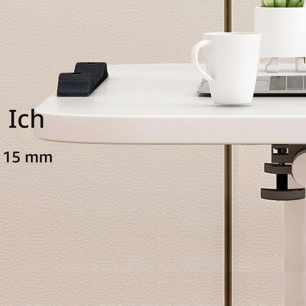 Stehpult Höhenverstellbarer mit Rollen, 60x40x90cm Faltbar Schreibtisch, Überbett pflegetisch, Platzsparend Mobile Computertische für Schlafzimmer, Büro, Wohnzimmer, Höhe 69-90cm, Weiß
