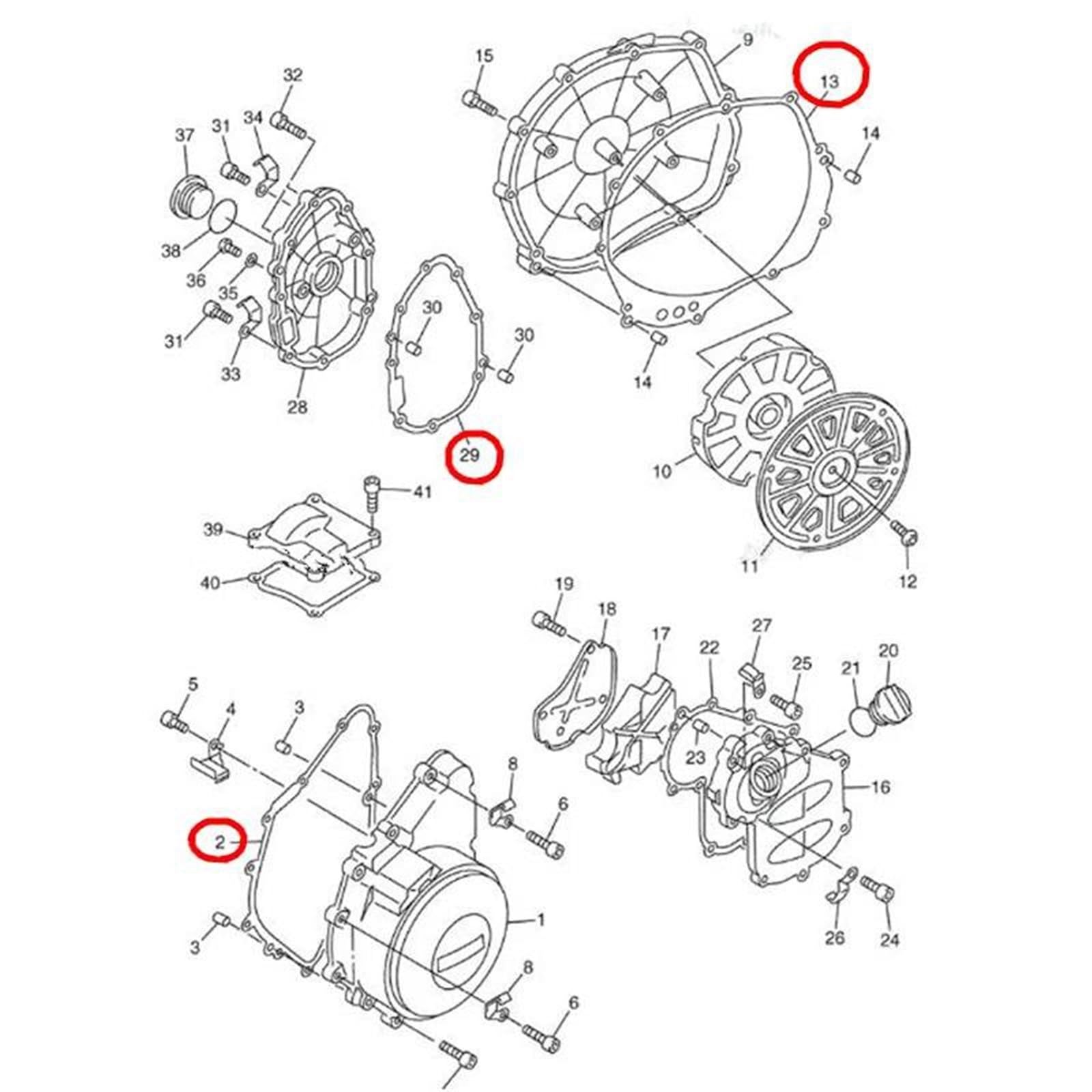 Set Di Guarnizioni Cilindriche Set Di Guarnizioni Motore Per Moto Per Yamaha FJR1300 2003-2005 Guarnizioni Per Carter Sinistro E Destro, Frizione E Coperchio Pompa Olio(Kit guarnizioni)