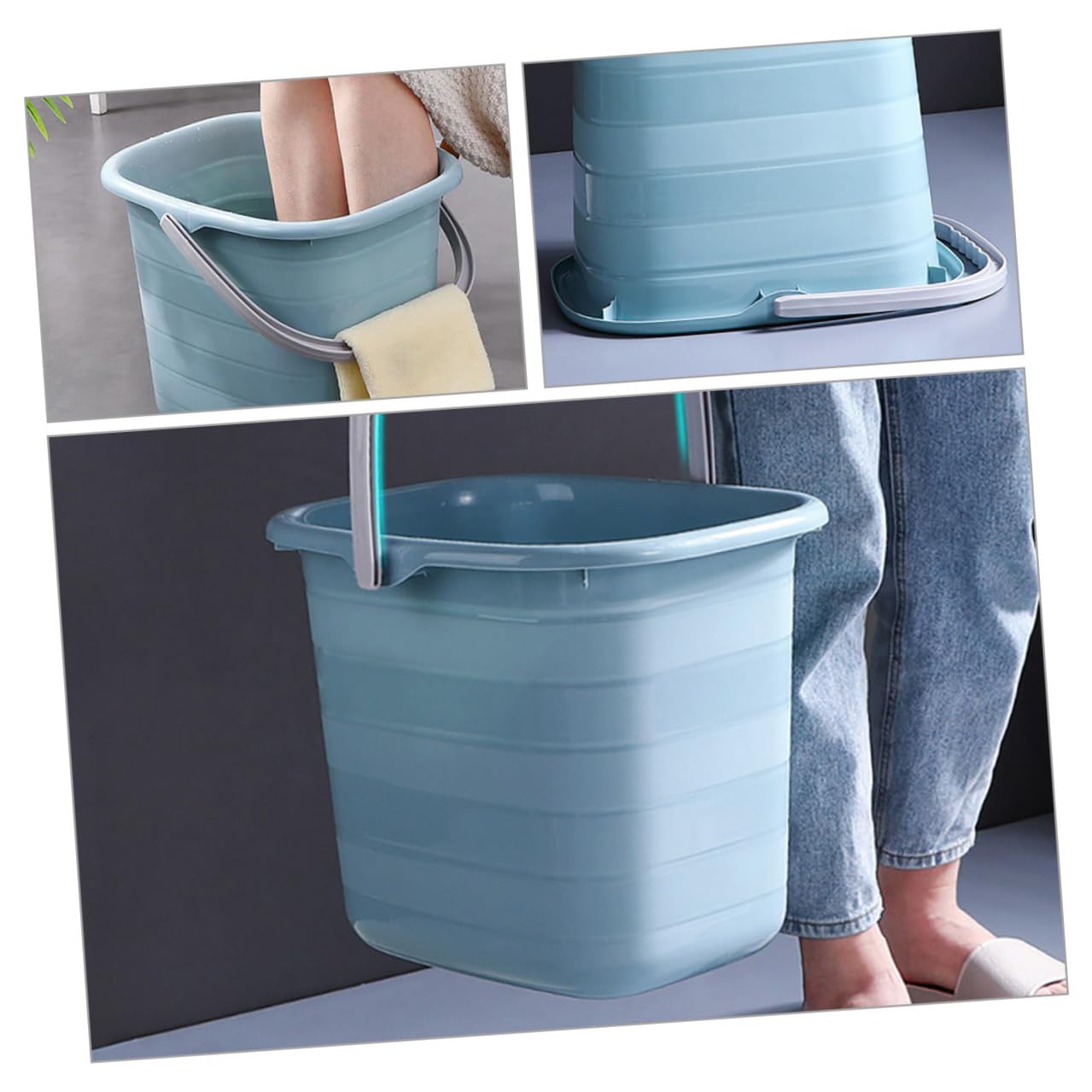 ABOOFAN Secchio in Plastico Portatile Manico per Acqua e Giardinaggio, Robusto e Salvasforzo, per Famiglie e Hotel, Contenitore Versatile per Uso Domestico