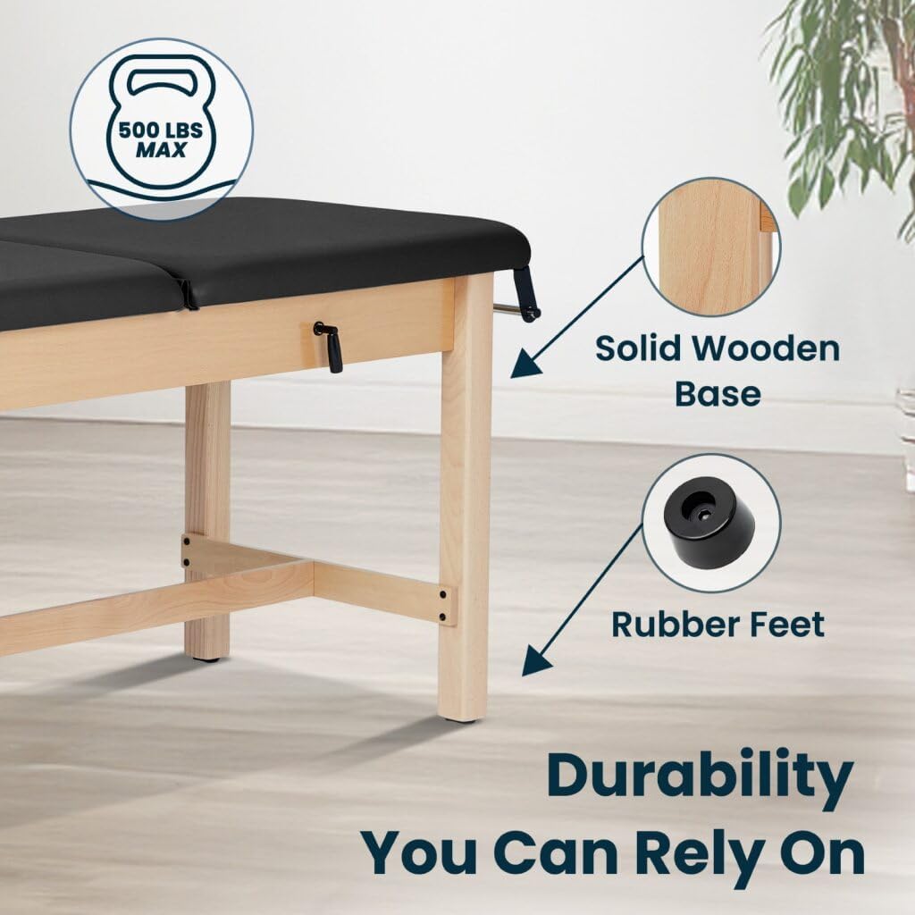 Aristo H-Brace Tilted Treatment Table, 500 lbs Weight Capacity, Black