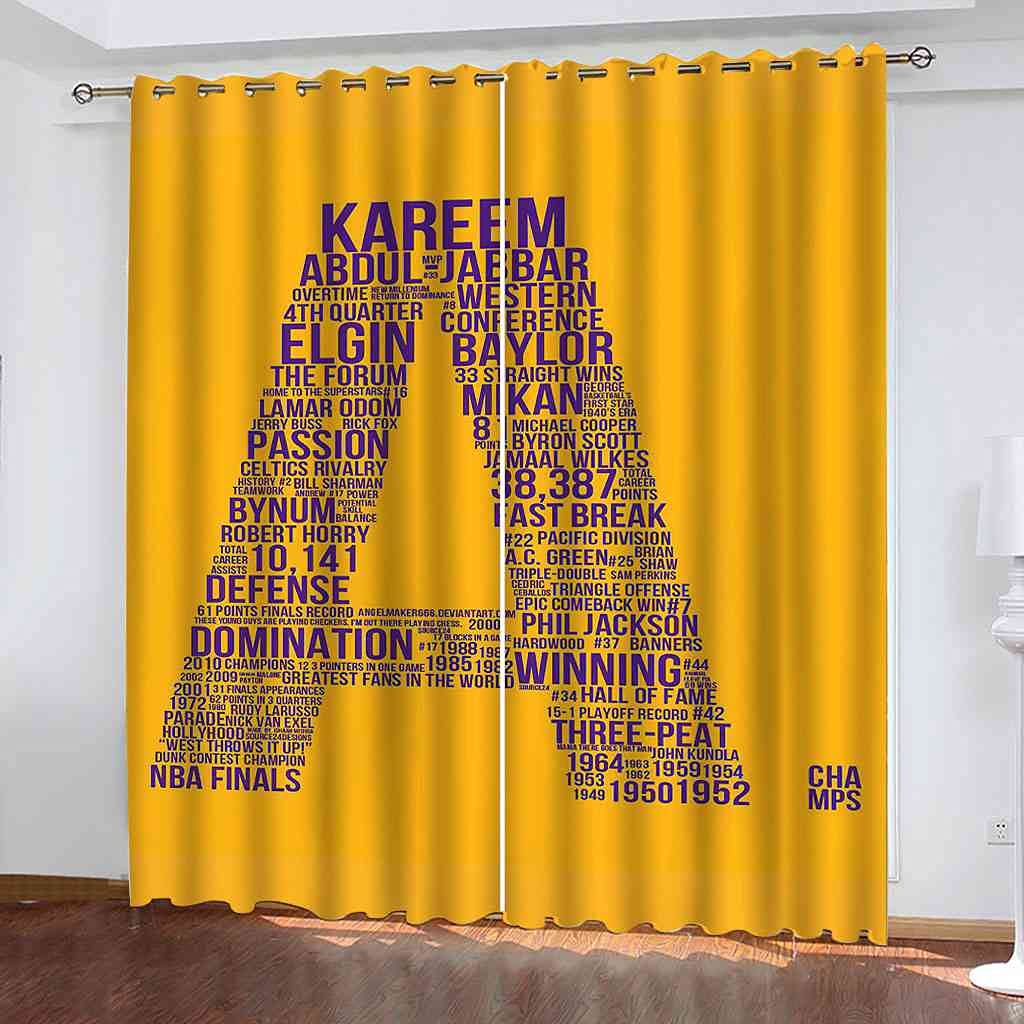 Rideau occultant lot de 2 lettre jaune A pour chambre d'enfants 264x242 cm