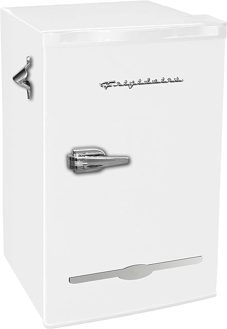 Frigidaire EFR376-WHITE 3.2 Cu Ft White Retro Bar Fridge with Side Bottle Opener