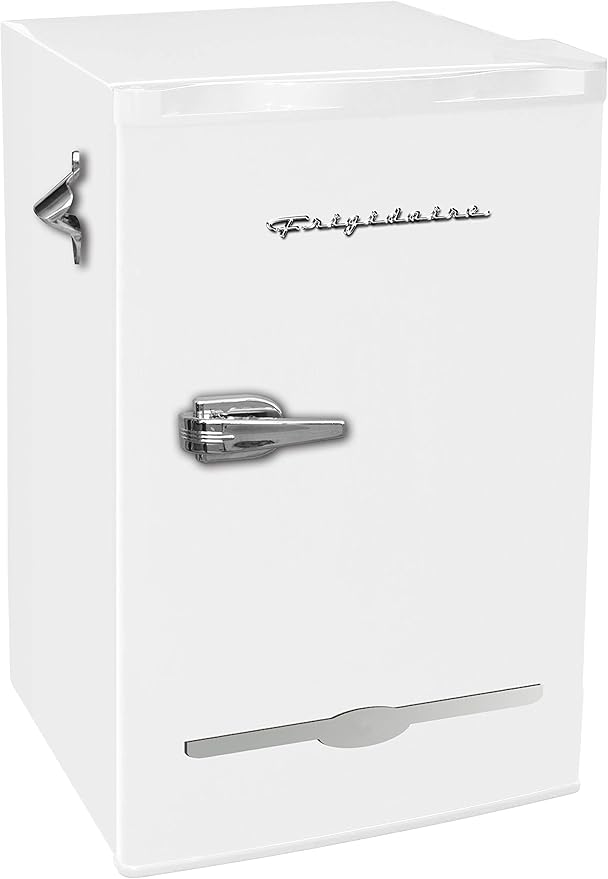 Frigidaire EFR376WHITE 3.2 Cu Ft White Retro Bar Fridge with Side Bottle Opener