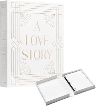 Printworks A Love Story Wedding Photo Album - White & Gold Coffee Table Book - 30 Pages for 4x6 Photos & Notes - Newly Married Keepsake