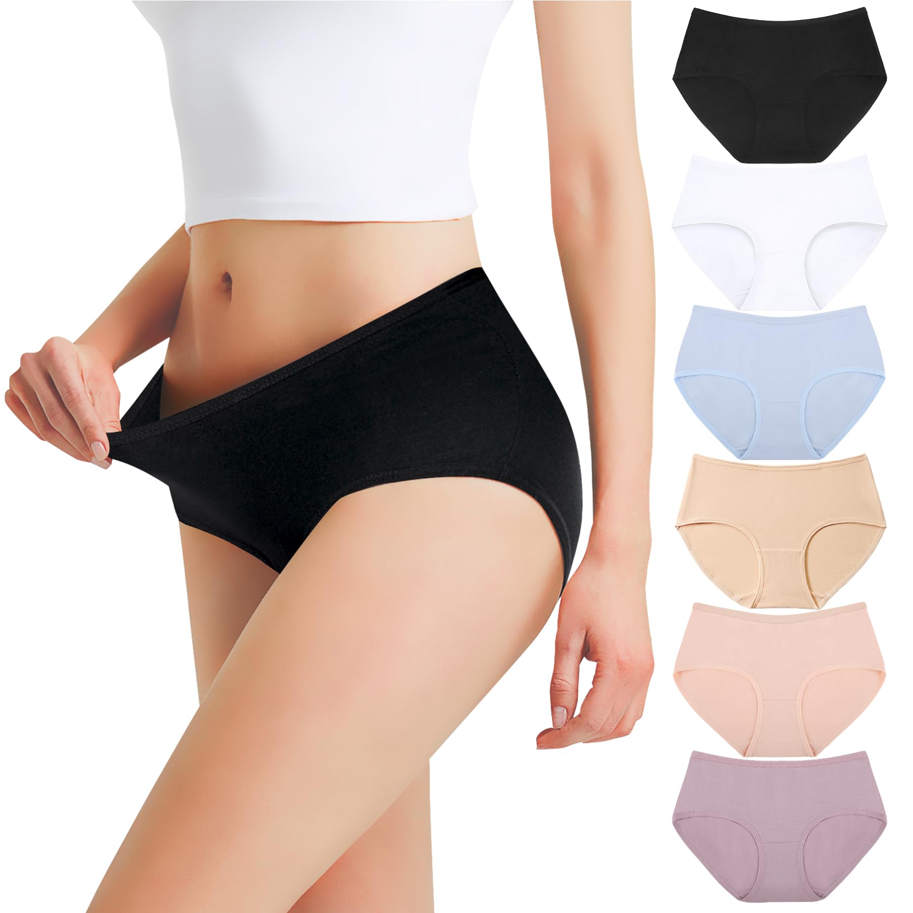Falechay Slip Donna Mutande Cotone a Vita Media Culotte Pacco da 6