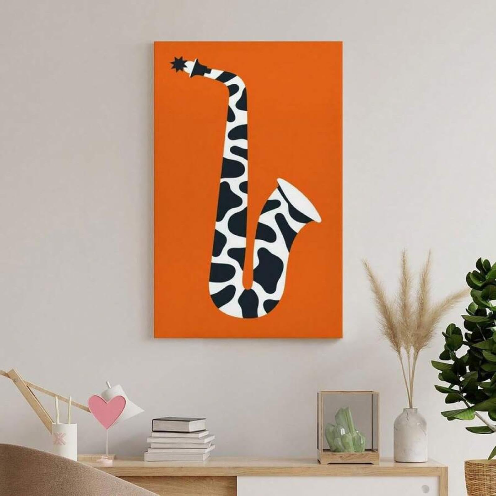 XBTYKPB Impresión de saxofón simple, lienzo musical, arte de pared, pintura, impresiones, carteles, para estudio de música, habitación infantil, decoración del hogar, 80 x 140 cm, sin marco