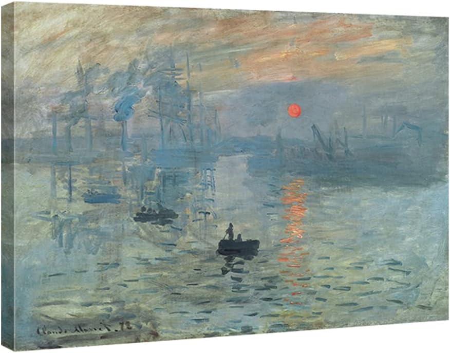 Wieco Art Giclee Canvas Prints Wall Art of Claude Monet Classic Oil Paintings Reproduction for Home Office Decor Impression Sunrise Extra Large Modern Gallery Wrapped Seascape Sea Picture Artwork