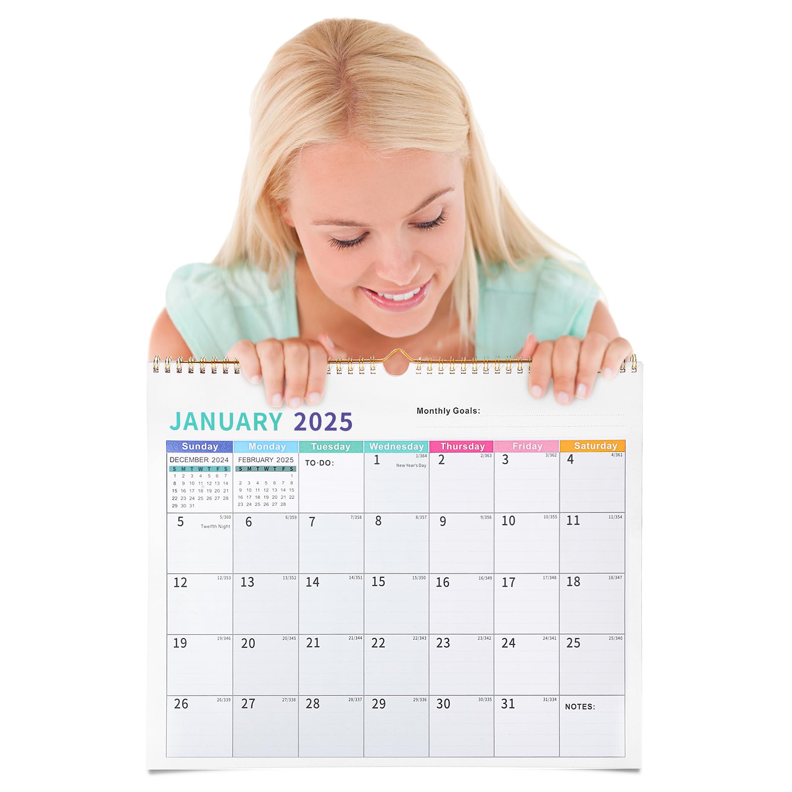 Calendar 2025 UK, Large Wall Calendar Jul 2024-Dec 2025, Family Calendar 2025 Month to View, for Daily Monthly Plan, 30 x 37 cm, Thick Paper 18 Months