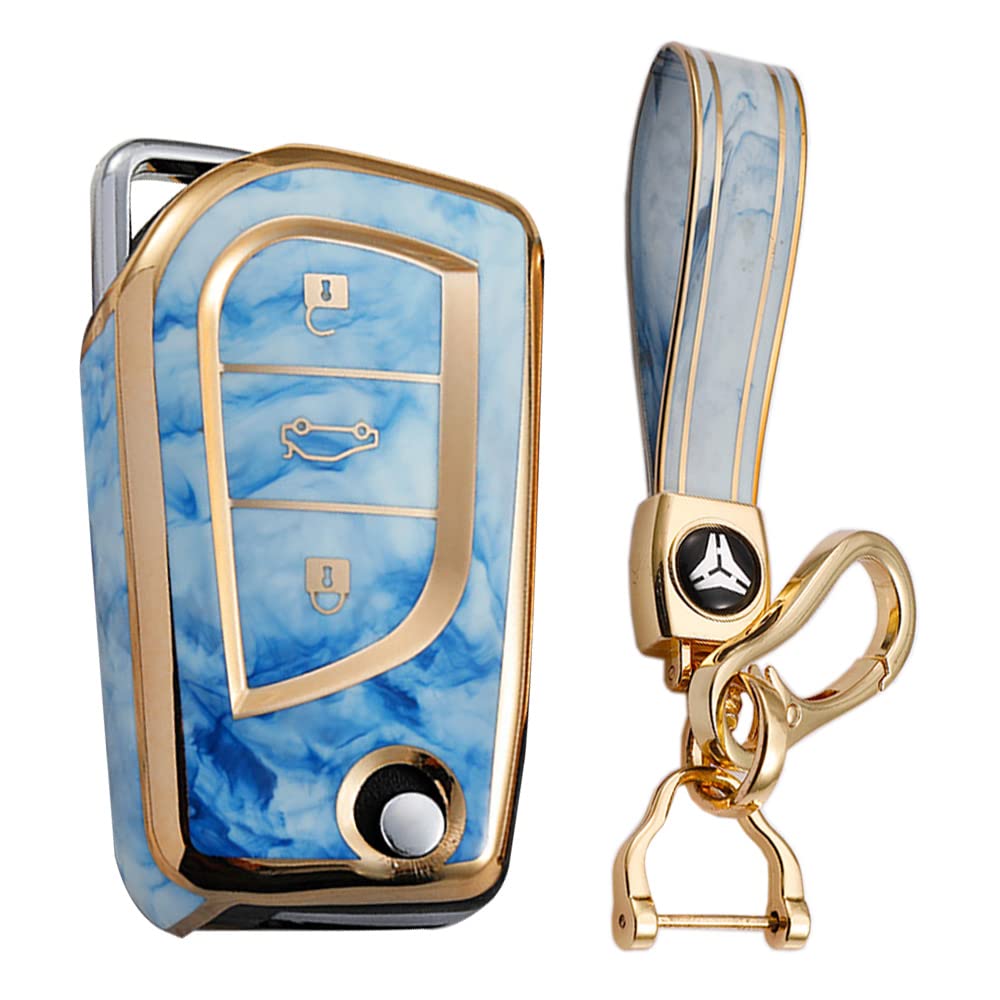 KUNIO Autoschlüssel Hülle Für Toyota Yaris Aygo - TPU Klapp Case Mit Metall Für 2-4 Tasten