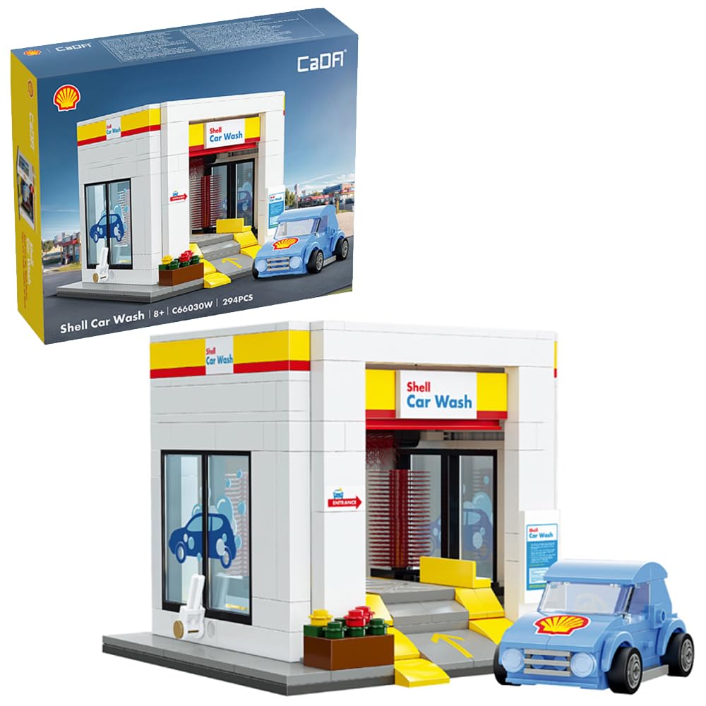 CaDA Shell Car Wash with Vehicle - 294 Pieces - Self-Build Brick Building Block Model C66030W