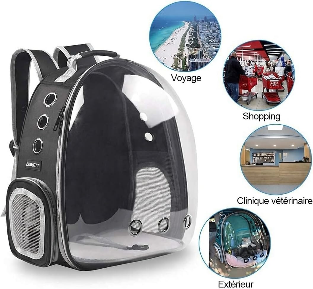 Sac à Dos pour Chat & Chien I Sac de Transport Respirant - Idéal pour Voyager I Approuvé par Les compagnies aériennes