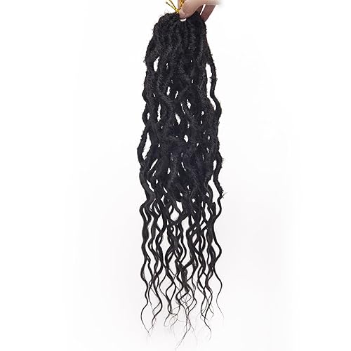Miniatura 4 de 8 paquetes de rastas de cabello sintético de ganchillo de 18 pulgadas, rastas sintéticas bohemias con extremos rizados, cabello de ganchillo suave