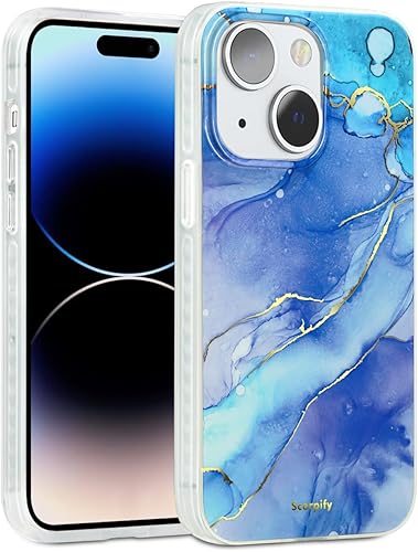 SCORPIFY Funda para iPhone 14 compatible con MagSafe con diseño de mármol azul fantasía, bonita funda magnética para teléfono para mujeres, niñas y