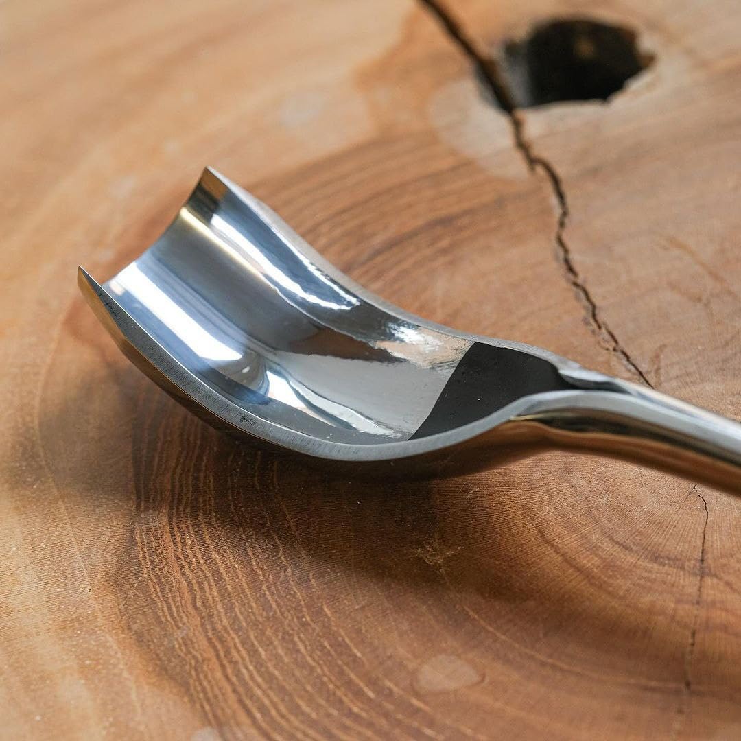 STRYI Cuchara de acero al carbono W1-7 de 20 mm curvada corta para tallar madera, herramienta para tallar cuencos, gubia hueca para cucharas y cuencos, afilada a mano, acero al carbono W1-7