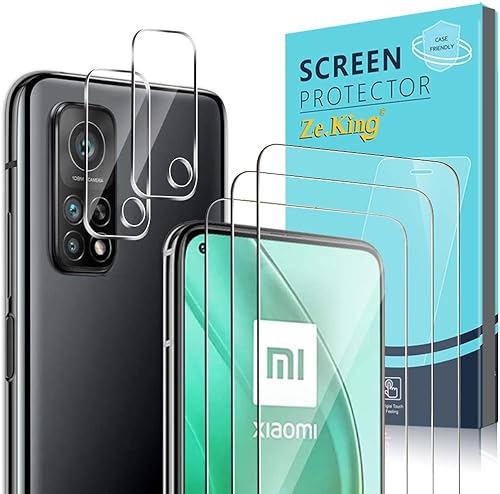 Zeking Paquete de 3+3 Diseñado para Xiaomi Mi 10T 5G10T Pro 5G (6.7 pulgadas) Protector de pantalla de vidrio templado (paquete de 3) con (3
