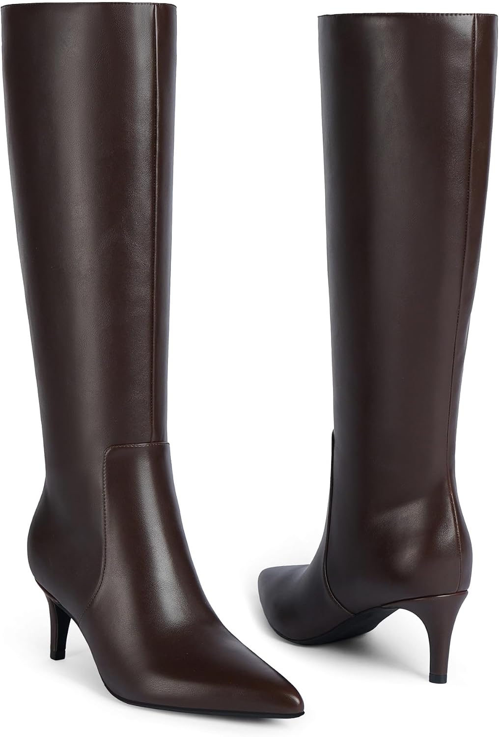 QIY Knee High Boots Women Tall Boots Pointed Toe Kitten Heel Boots for Women Side Zipper Long Fall Boots Women Knee High Boots Size 6-11
