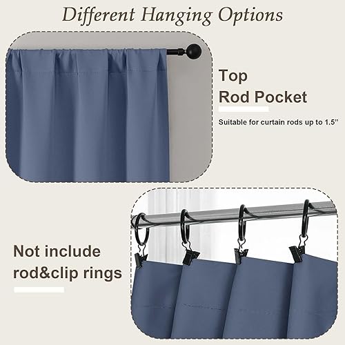 Miniatura 114 de Gwine Cortinas opacas para sala de estar de 63 pulgadas de largo, con aislamiento térmico, cortinas opacas para decoración de dormitorio con Azul