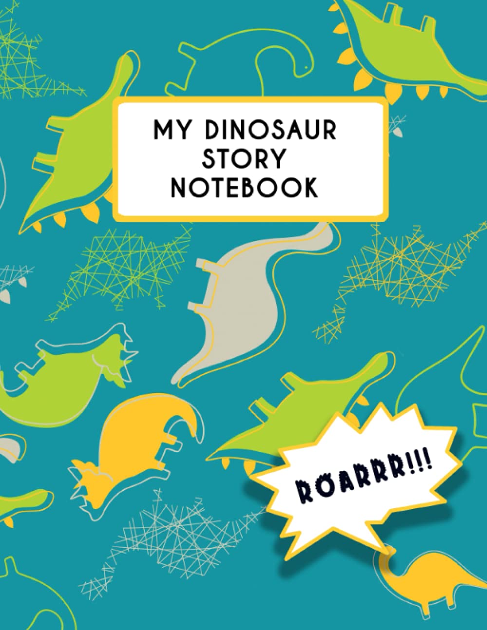 Dino - Kids Story Journal: Dotted Midline and Picture Space | Grades K-2 School Exercise Book | 100 Story Pages