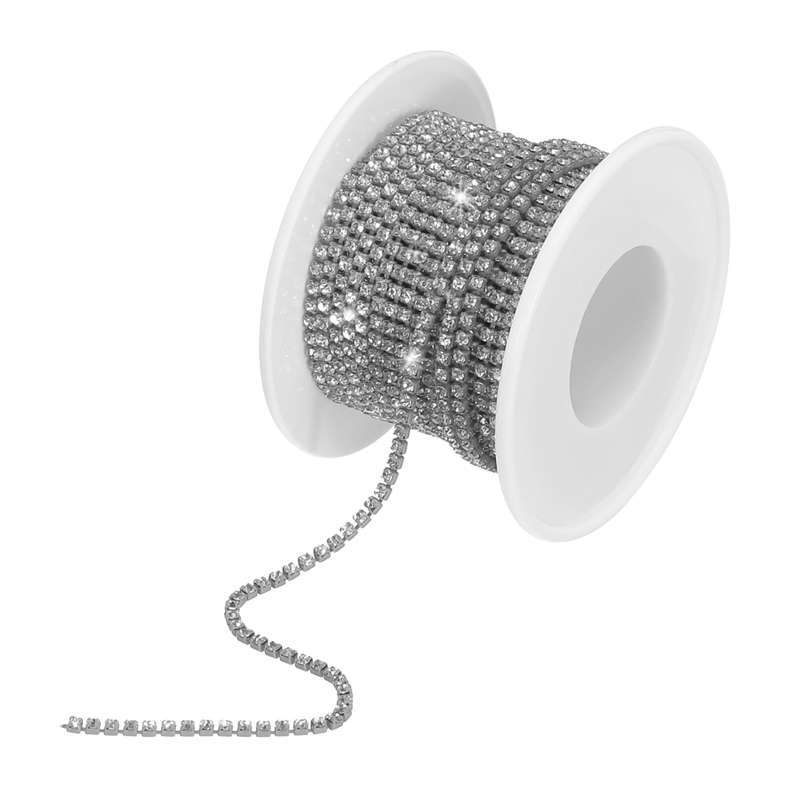 QUARKZMAN Kristall Strasskette – 10 Yards (9m), 3mm, Weiß-rot, Für Schmuck, Dekoration & Näharbeiten