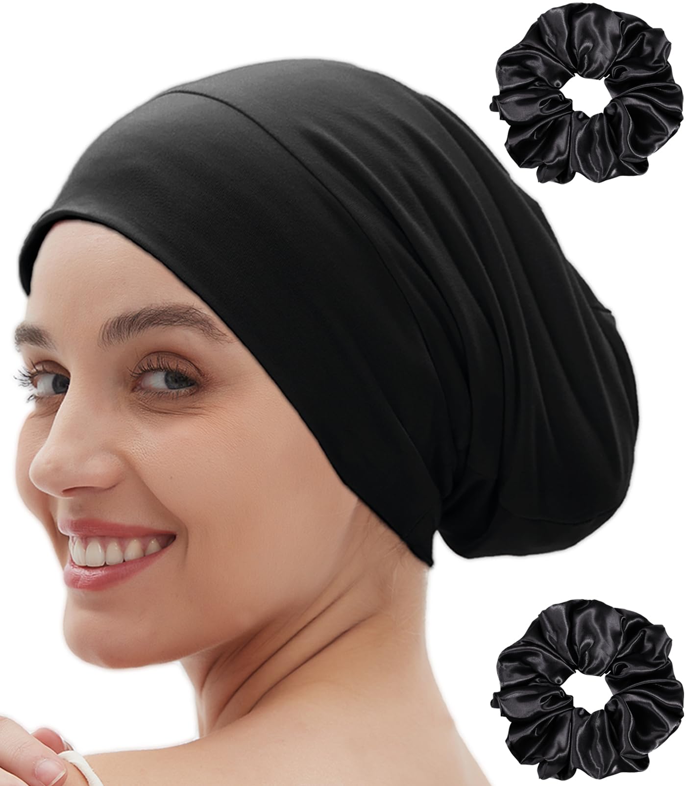 Satin Bonnet for Sleeping Night Cap Satin Lined Silk Bonnet Large Sleep Cap for Curly Braids Hair Beanie