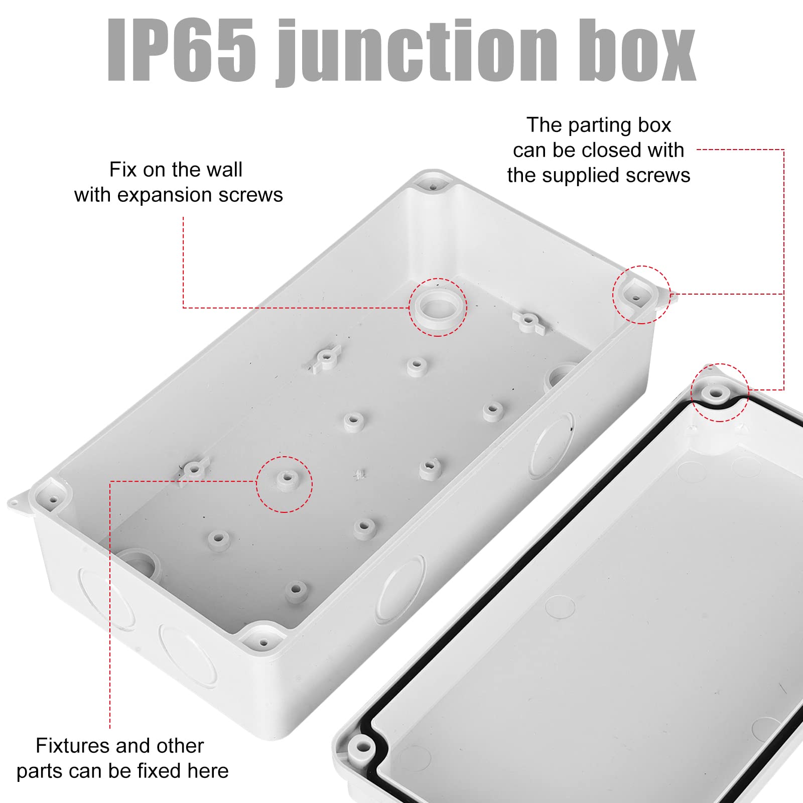 Akozon Scatola Derivazione Esterna Scatola di Giunzione di Potenza IP65 Impermeabile di ABS Plastica All'involucro Custodia per Strumento di Recinzione (158 * 90 * 60mm