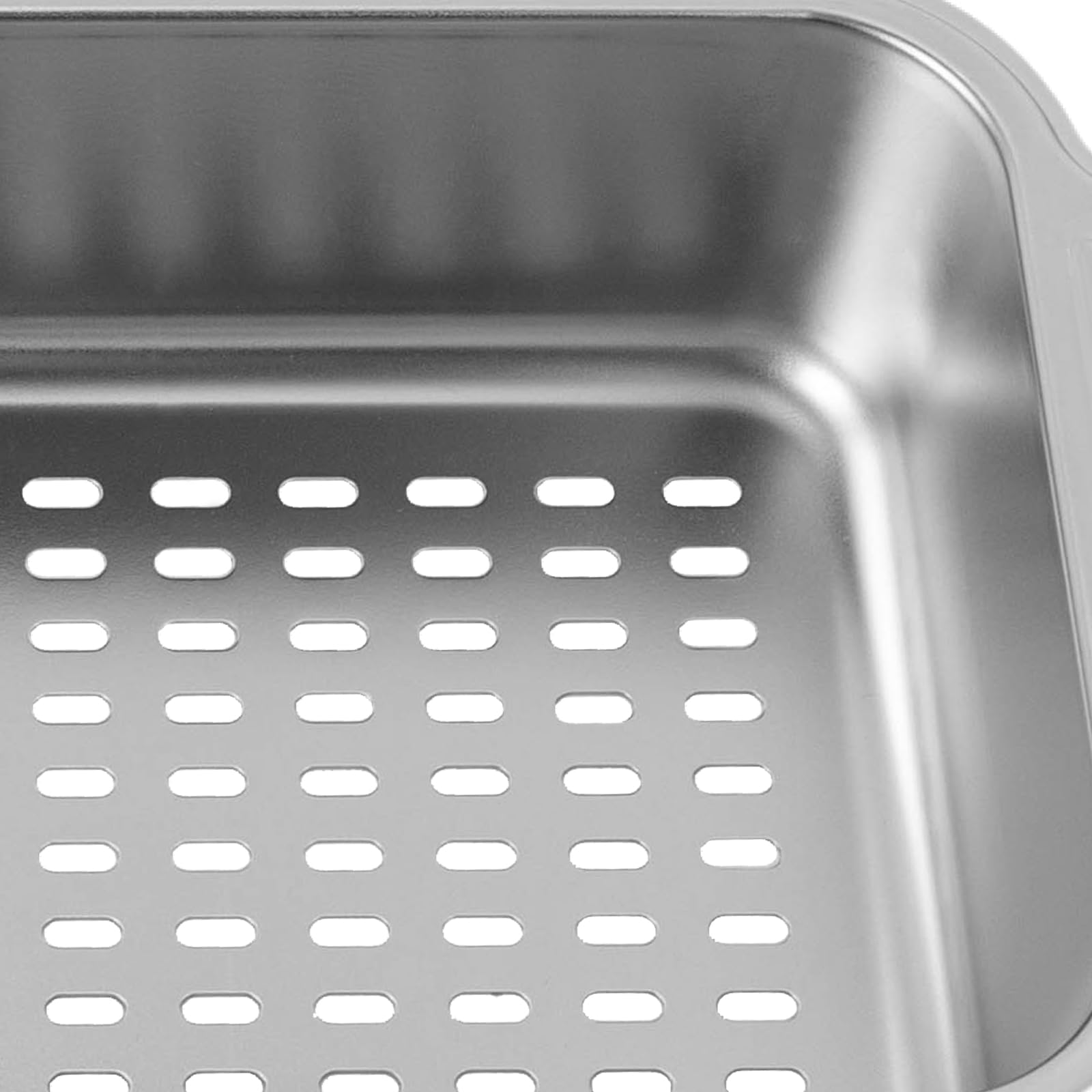 Colador para cocina, fregadero con asas dobles, extensible, colador de pasta de acero inoxidable 304, colador para fregadero de cocina, color plateado