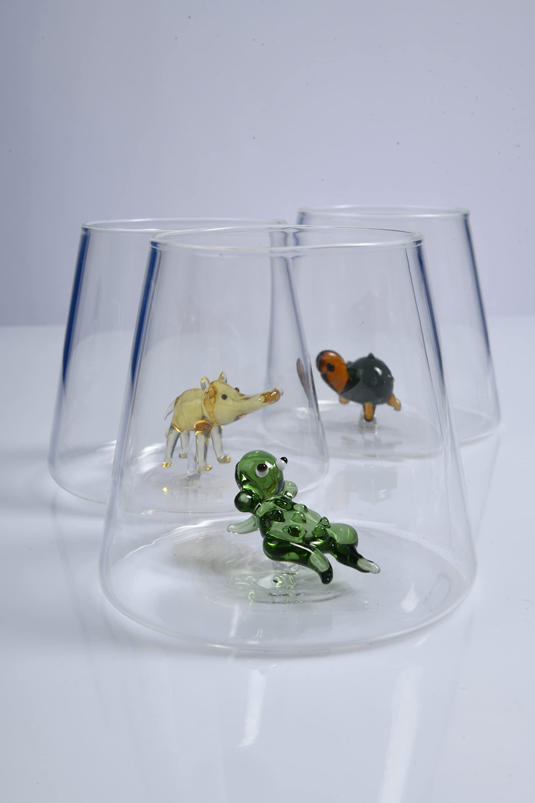 Minizoo Paryż Kieliszek wodny z figurkami zwierząt | Kubek | Zestaw 6 sztuk | 350 cm³ | Impreza | Prezenty świąteczne | Szklane figurki Murano do dekoracji wnętrz