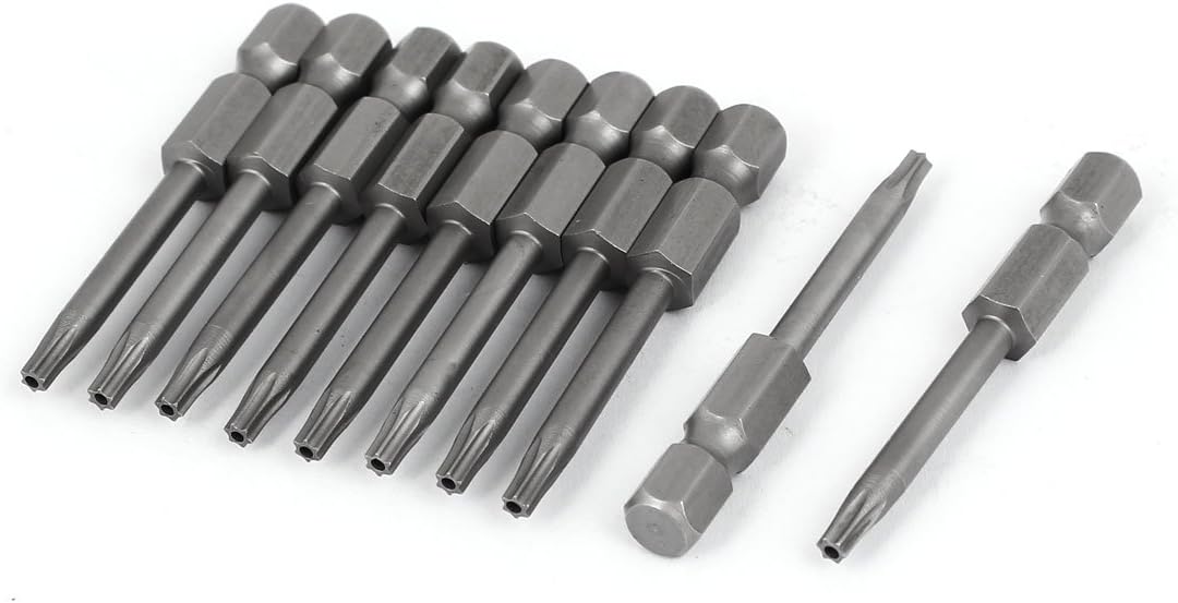 50mm Long Power Fastening Tool Parts & Accessories 1/4in Hex Shank TT10 Security Bit Tamper Proof Torx Screwdriver Bit Sets Screwdriver 10pcs