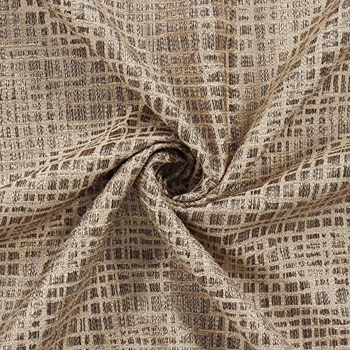 Image of Story@Home Bloom Collection Jacquard Checks Pattern Ring top Eyelet 4 Piece Door Curtain - 7 Feet, Copper Brown