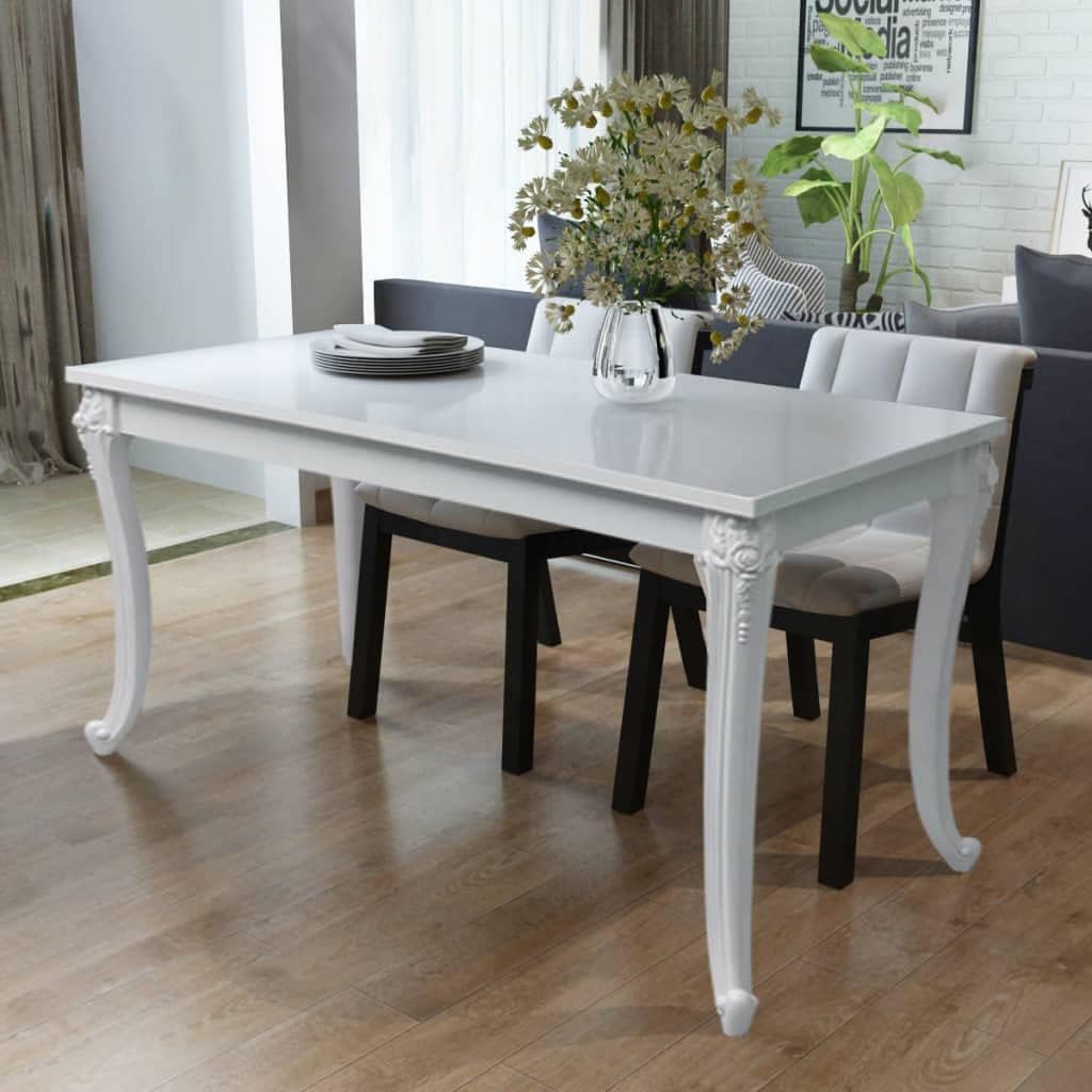 vidaXL Dining Table 45.7" High Gloss White Dinner Table Home Kitchen Desk