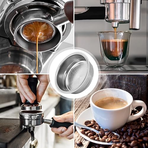 Miniatura 4 de Filtro de café de acero inoxidable,Filtro de cesta de filtro no presurizado de 2.008 in, filtro de máquina de café reutilizable de una sola capa,