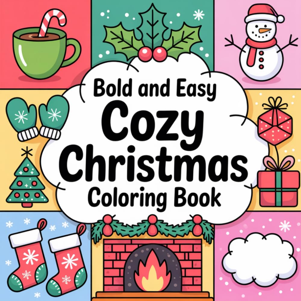 Bold and easy cozy christmas coloring book (Cozy coloring by SpiritedFoxStudio)