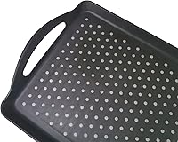 Vista 7 de Bandeja rectangular antideslizante para servir alimentos con asas, bandeja multiusos antideslizante para desayuno, bandejas de bebidas (negro)