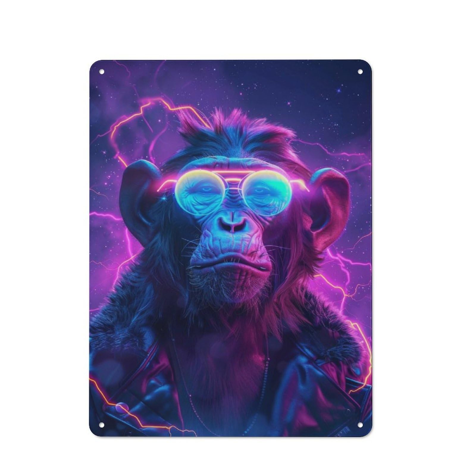 Junmoney Monkey Animal Space Retro Metal Wall Sign 40X30cm For Guest Room Or Hallway, New-Space Wall Decor For Home Decor Collectors