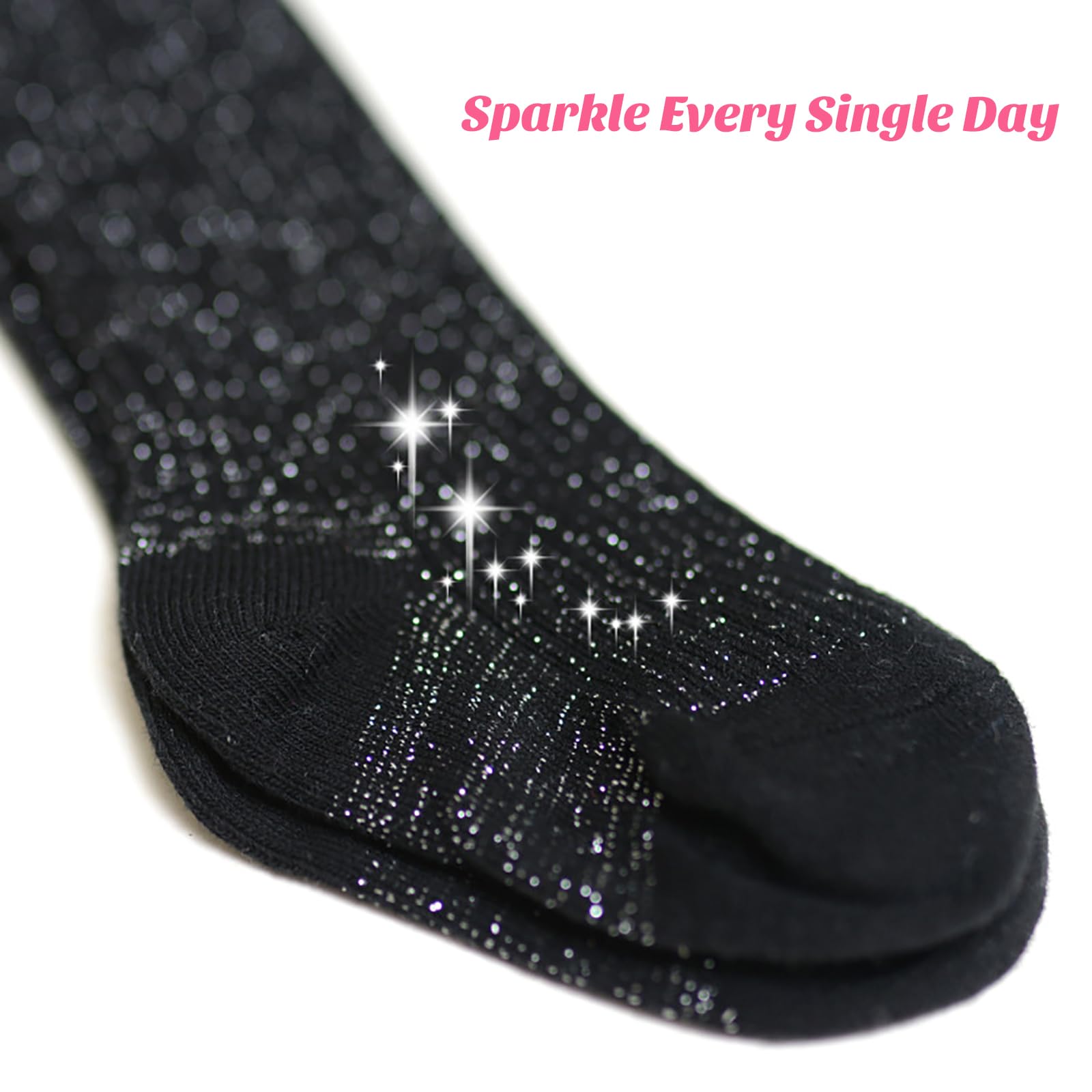 Looching 5 Pairs Baby Toddler Girls Sparkly Pantyhose Glitter Soft Cotton Tights Stockings for 2-8T Kids Children