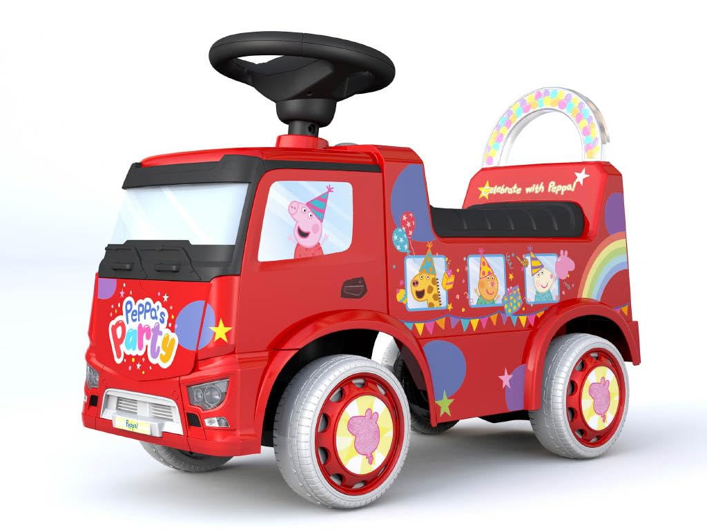 Best Ride On Cars Peppa Pig Party Bus Toddler Foot to Floor Push Car