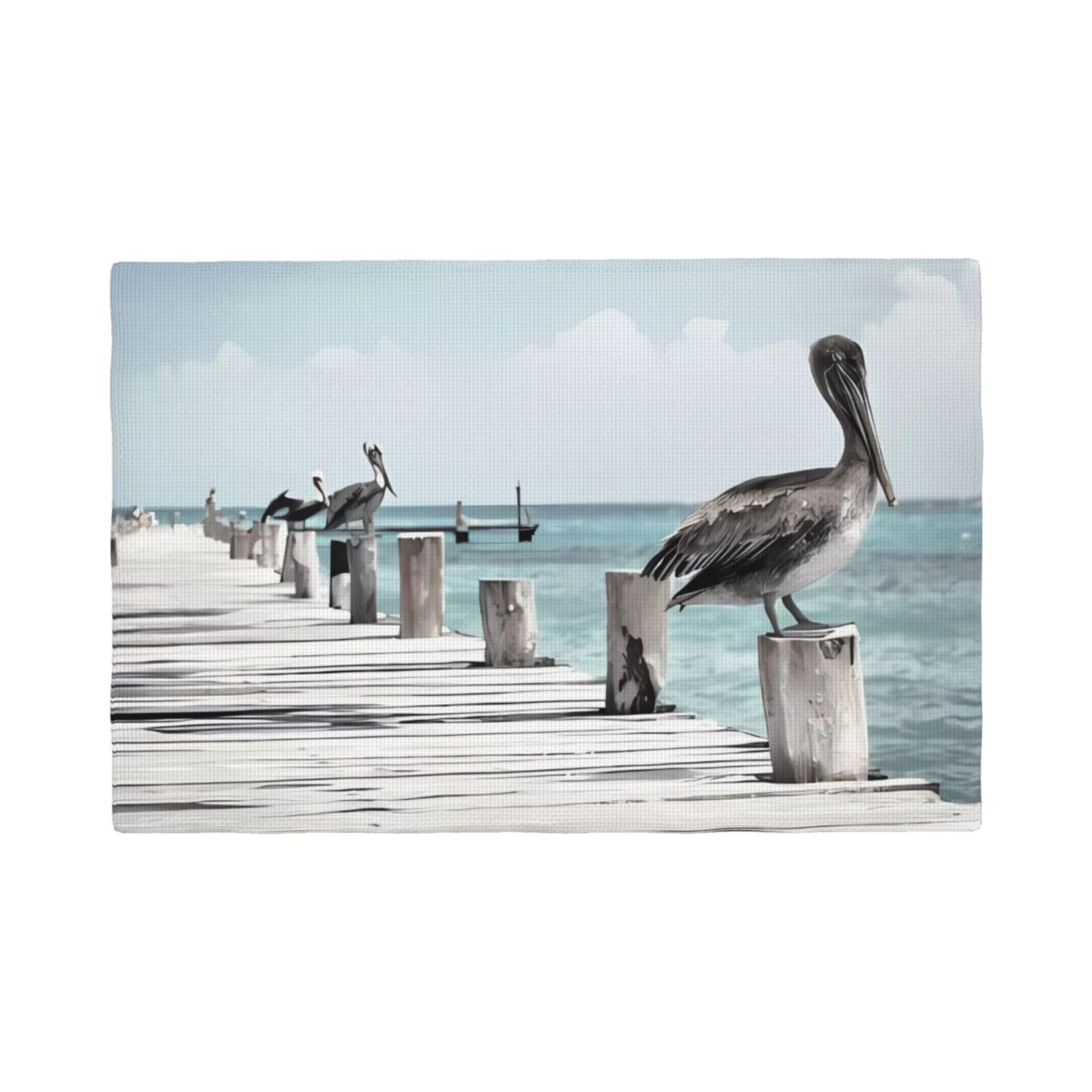 Set de table Pelican on Wood Bridge en lin lavable 30x46 cm pour la table