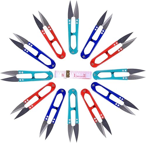 UCEC Tijeras de hilo, tijeras de ganchillo, tijeras de hilo pequeñas, mini tijeras de hilo tijeras para coser bordado, tejer, paquete de 12