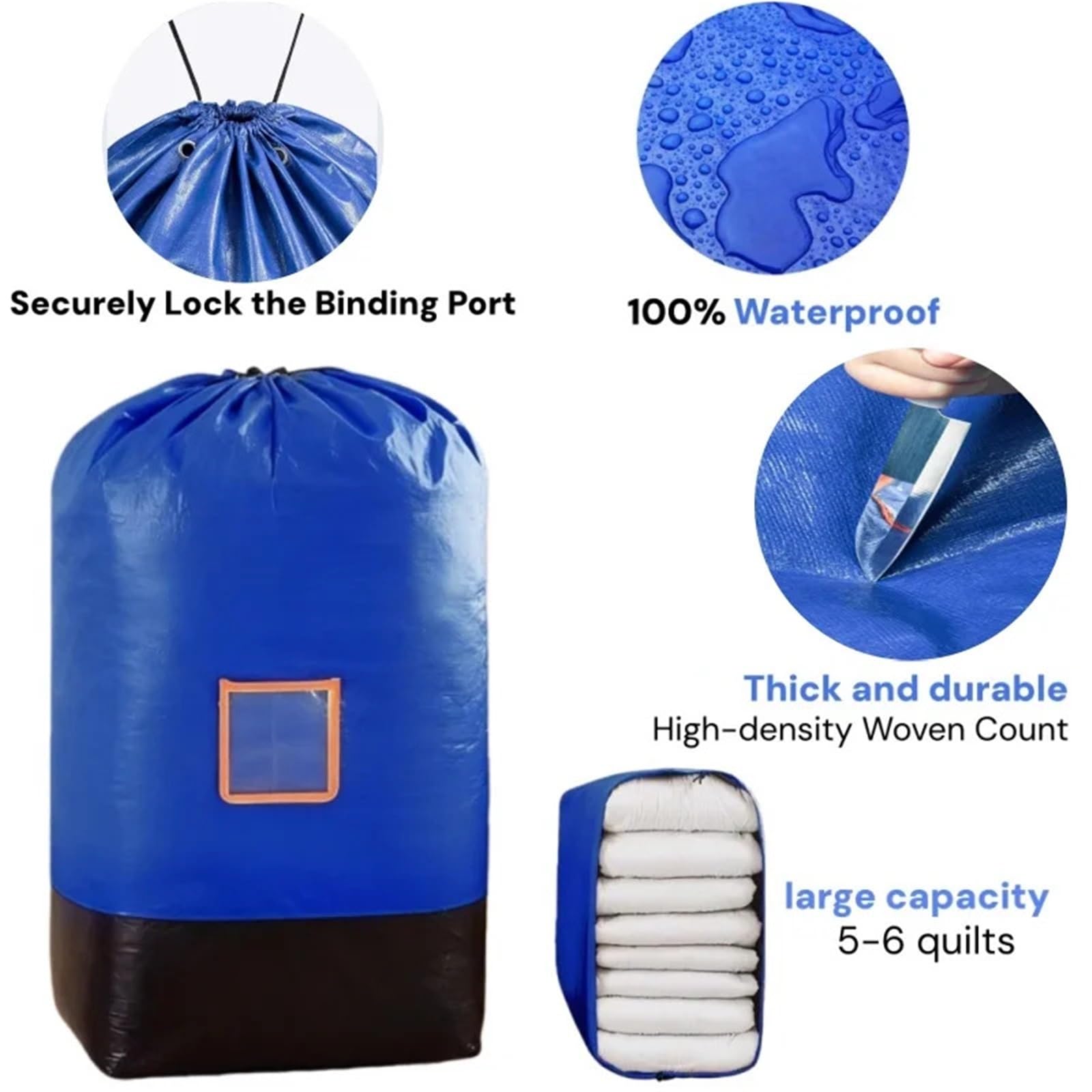 Aufbewahrungstasche for zu Hause, for Verpacken von Kleidung, Steppdecken, Decken, und Anderen Gegenständen. Extra große, wasserdichte Umzugsgepäcktaschen(240L,2PCS)