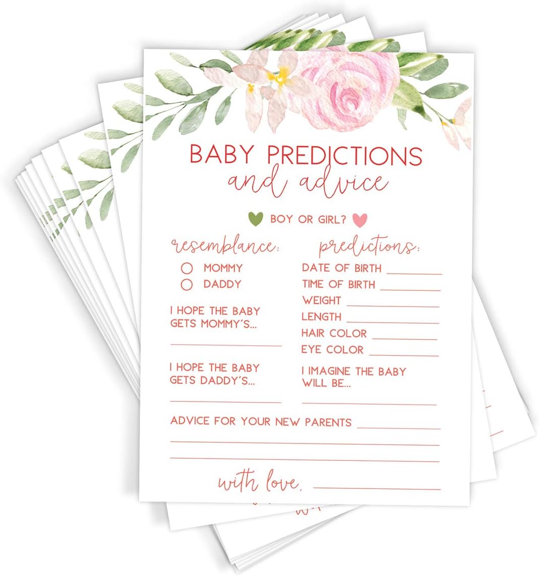 Printed Party Baby Shower Games for Girl – 5 Games & Activities, Baby in Bloom Floral Theme, 50 Guests
