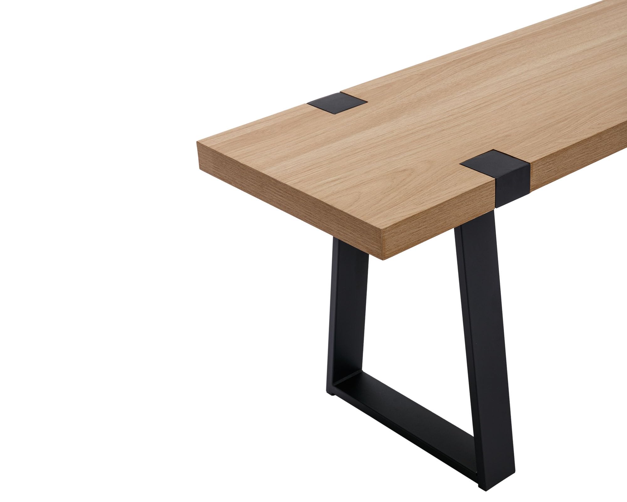 60" Wood Dining Bench with Black Metal Legs for Dining Room, Kitchen, Natural Oak